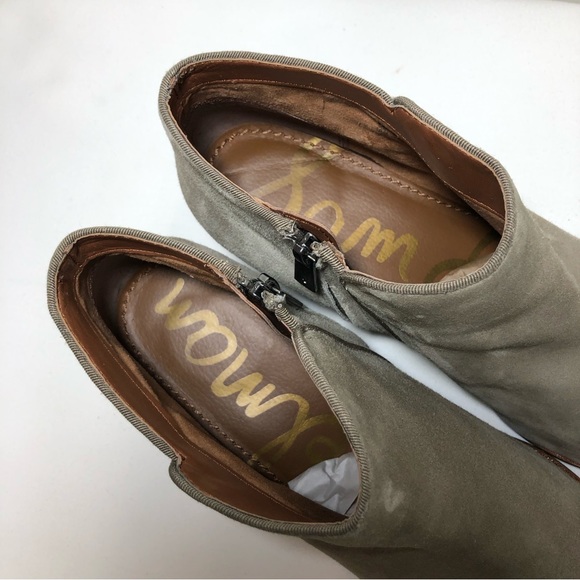 Sam Edelman Leather Suede Petty Zipper Tan grayish Putty Ankle Booties  10M - Picture 8 of 15